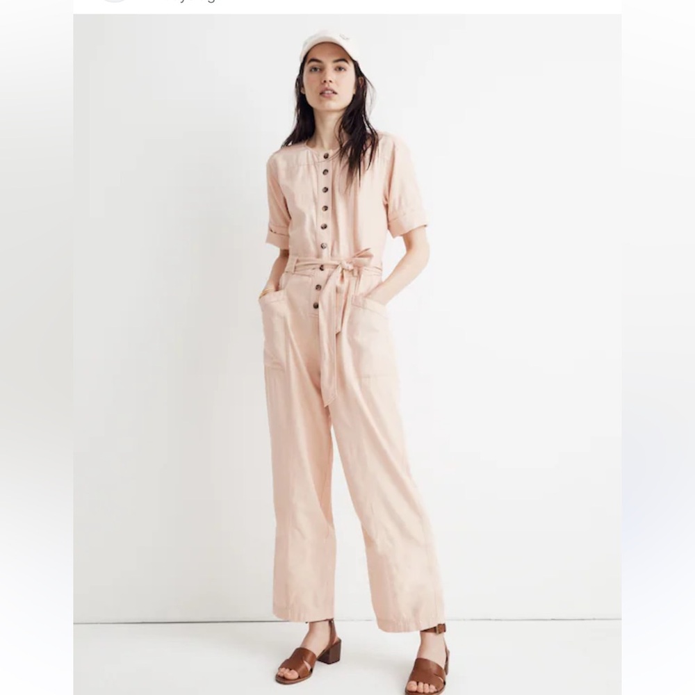 Madewell Light Pink/Peach Top-Stitched Coverall Jumpsuit - Size 6